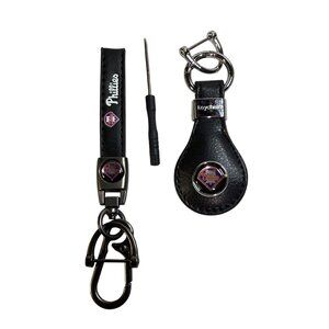 Phillies Premium Dual Black Leather Faux Keychains 2pcs New Sealed